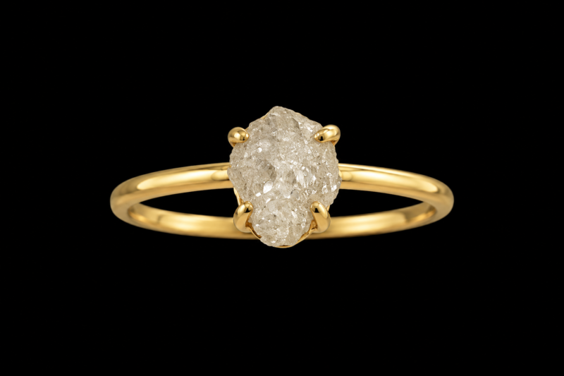 Raw Diamond Gold Ring