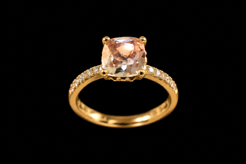 Pink Cushion-Cut Halo Ring