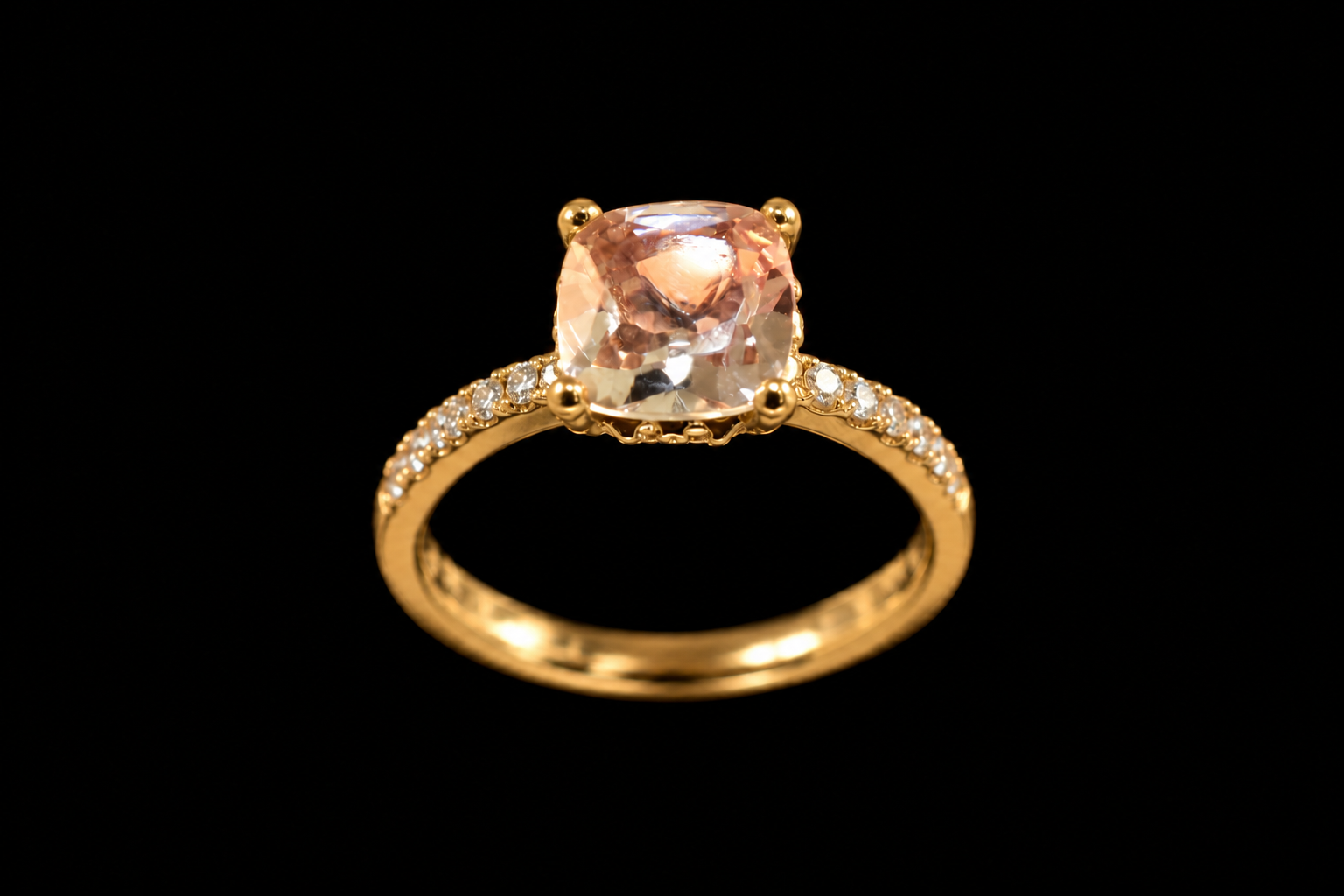Pink Cushion-Cut Halo Ring